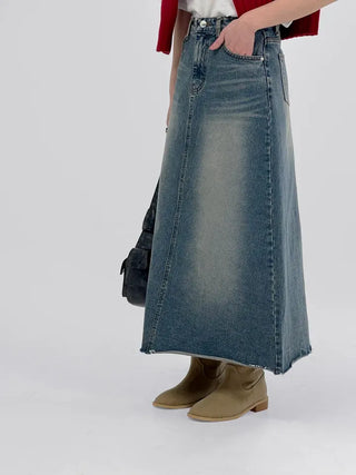 Minuet vintage denim long skirt