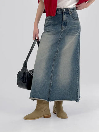 Minuet vintage denim long skirt