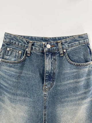 Minuet vintage denim long skirt