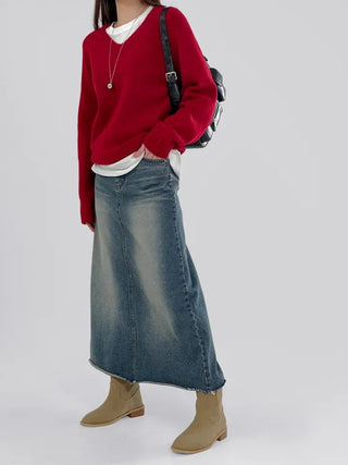 Minuet vintage denim long skirt