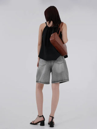 Kashiren Neck Shirring Ribbon Sleeveless Blouse