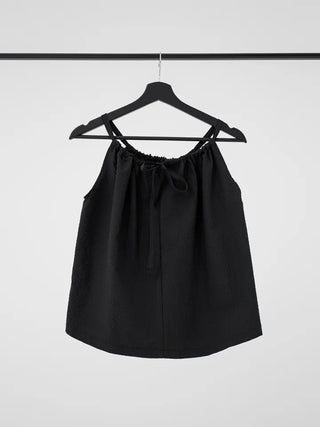 Kashiren Neck Shirring Ribbon Sleeveless Blouse