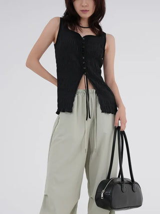 Avenel Wrinkle Strap Open Sleeveless Blouse