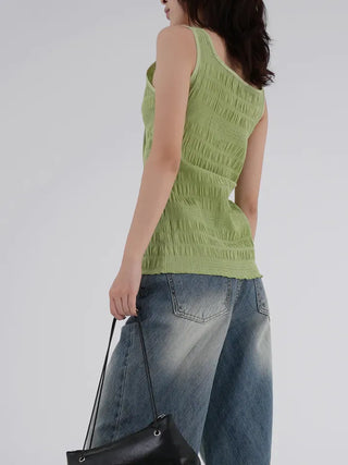 Avenel Wrinkle Strap Open Sleeveless Blouse