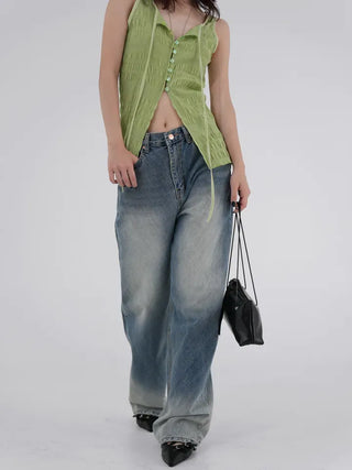 Avenel Wrinkle Strap Open Sleeveless Blouse