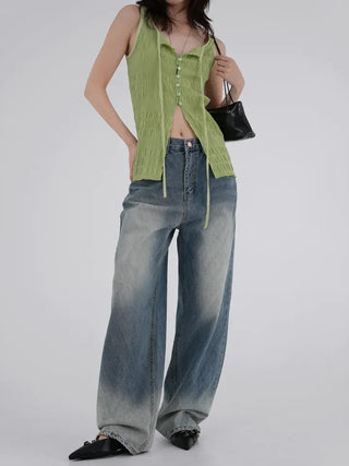 Avenel Wrinkle Strap Open Sleeveless Blouse