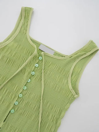 Avenel Wrinkle Strap Open Sleeveless Blouse