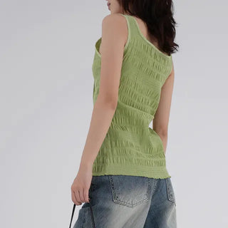 Avenel Wrinkle Strap Open Sleeveless Blouse