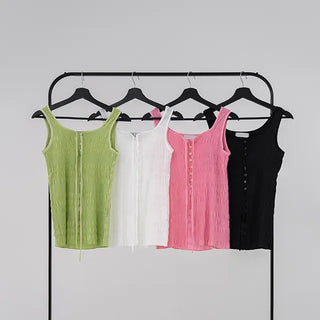 Avenel Wrinkle Strap Open Sleeveless Blouse