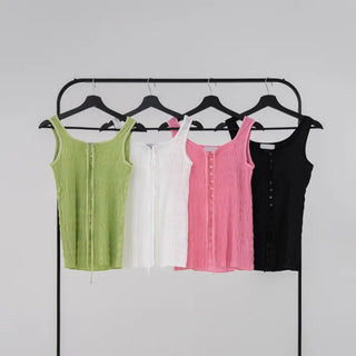 Avenel Wrinkle Strap Open Sleeveless Blouse