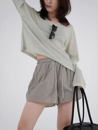 Lia Side Stud Nylon Shorts