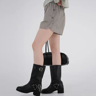 Lia Side Stud Nylon Shorts
