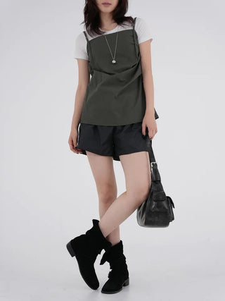 Lia Side Stud Nylon Shorts
