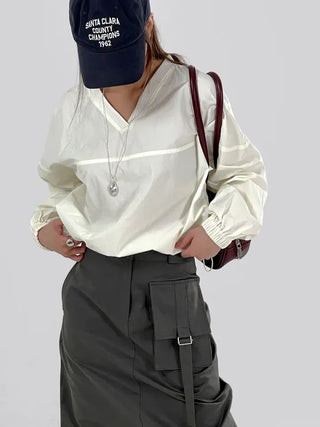 Laurel Nylon V-neck Sweatshirt