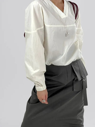 Laurel Nylon V-neck Sweatshirt