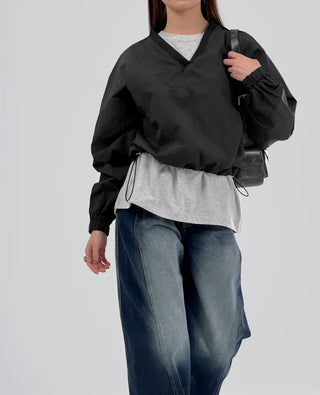 Laurel Nylon V-neck Sweatshirt