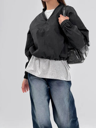 Laurel Nylon V-neck Sweatshirt