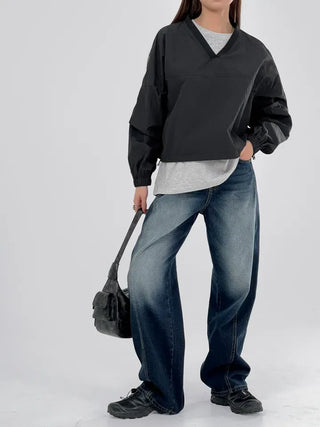 Laurel Nylon V-neck Sweatshirt