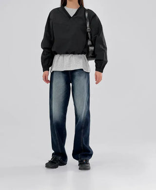 Laurel Nylon V-neck Sweatshirt