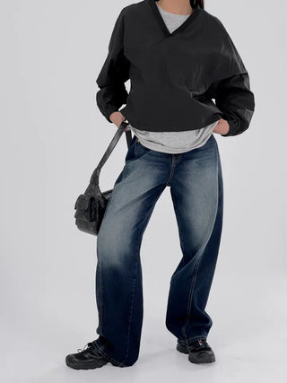 Laurel Nylon V-neck Sweatshirt