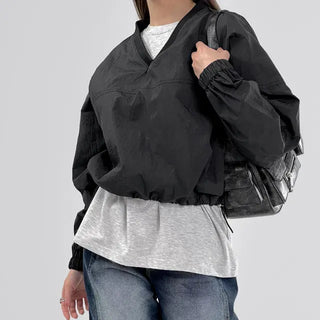 Laurel Nylon V-neck Sweatshirt