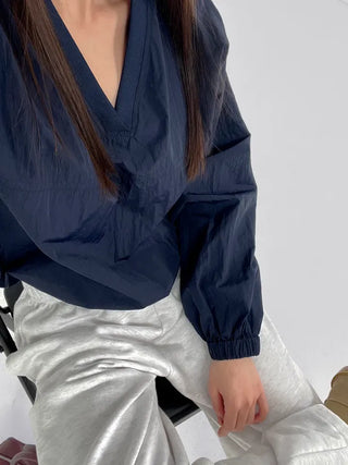 Laurel Nylon V-neck Sweatshirt