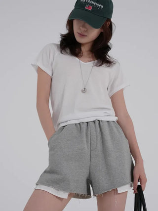 Lipin V-neck Simple Short Sleeve T-shirt