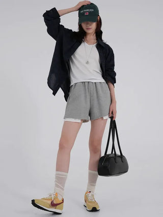 Lipin V-neck Simple Short Sleeve T-shirt