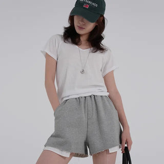 Lipin V-neck Simple Short Sleeve T-shirt