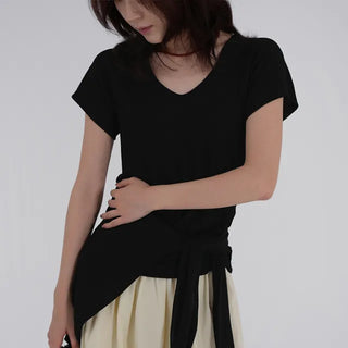Lipin V-neck Simple Short Sleeve T-shirt