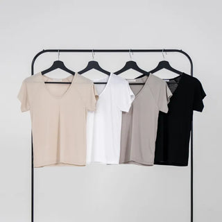 Lipin V-neck Simple Short Sleeve T-shirt