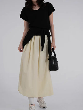 Lipin V-neck Simple Short Sleeve T-shirt