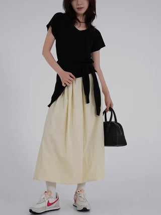 Lipin V-neck Simple Short Sleeve T-shirt