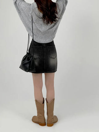 Pure Washed Denim Mini Skirt