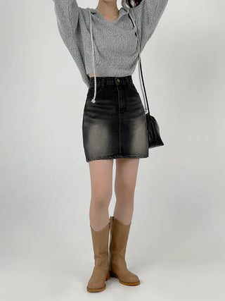 Pure Washed Denim Mini Skirt