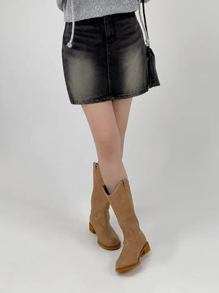 Pure Washed Denim Mini Skirt