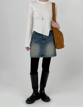 Pure Washed Denim Mini Skirt