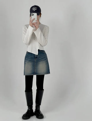 Pure Washed Denim Mini Skirt