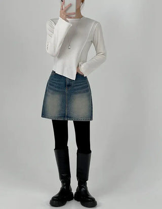 Pure Washed Denim Mini Skirt
