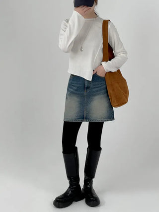 Pure Washed Denim Mini Skirt