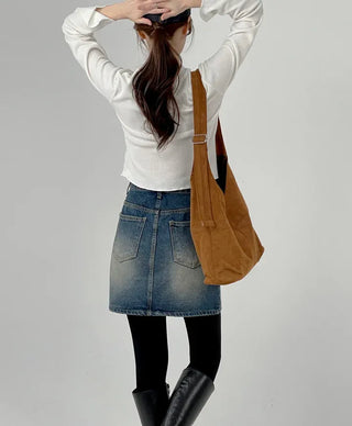 Pure Washed Denim Mini Skirt