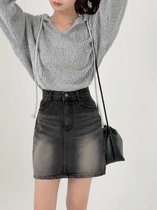 Pure Washed Denim Mini Skirt