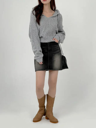 Pure Washed Denim Mini Skirt