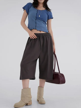 Shinun Diamond Punching Color Block Frill Tee