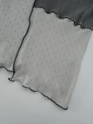 Shinun Diamond Punching Color Block Frill Tee