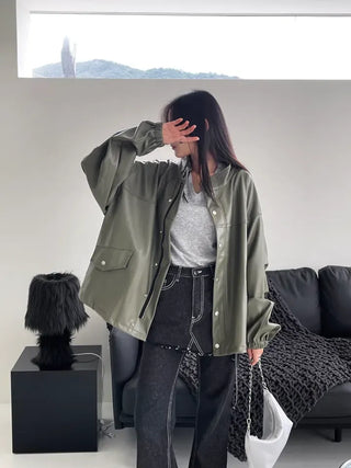 Remy Boxy Leather Field Jacket