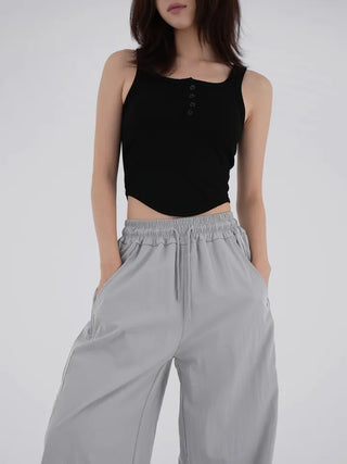 Kariel Ribbed Round Sleeveless Top