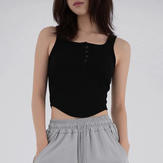Kariel Ribbed Round Sleeveless Top