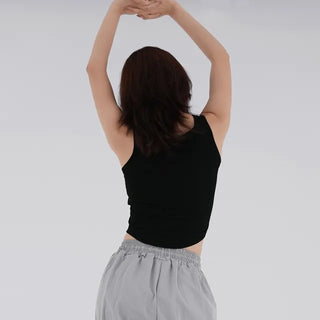 Kariel Ribbed Round Sleeveless Top