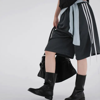 Qunin Three-Stripe Ribbon Strap Pants